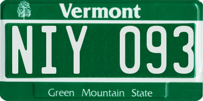 VT license plate NIY093