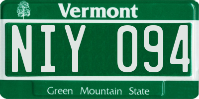 VT license plate NIY094