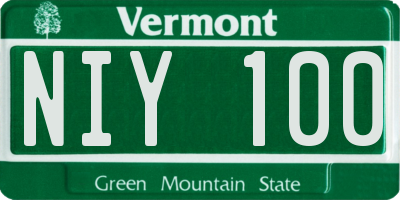 VT license plate NIY100