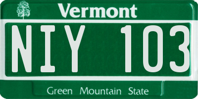 VT license plate NIY103