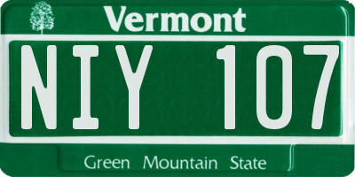VT license plate NIY107