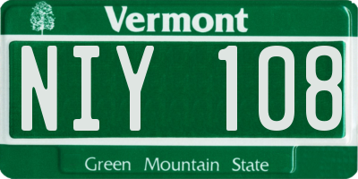 VT license plate NIY108
