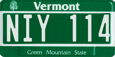 VT license plate NIY114