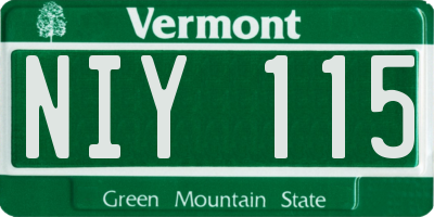 VT license plate NIY115