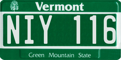VT license plate NIY116