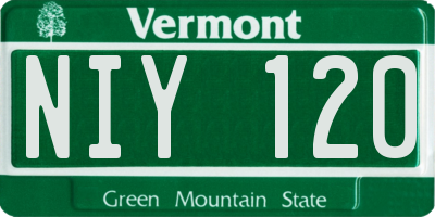 VT license plate NIY120
