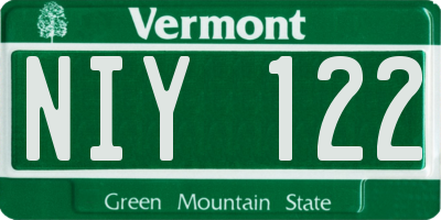 VT license plate NIY122