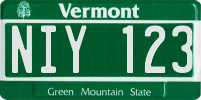 VT license plate NIY123