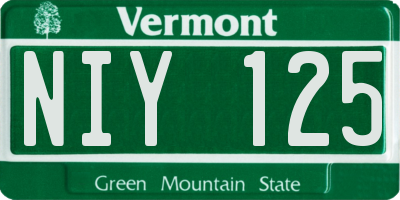 VT license plate NIY125