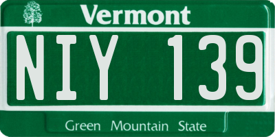 VT license plate NIY139