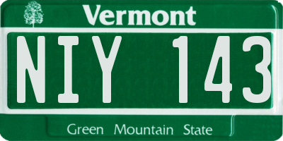 VT license plate NIY143