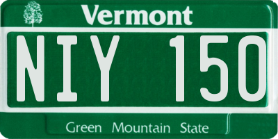 VT license plate NIY150