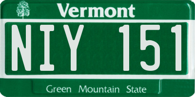 VT license plate NIY151