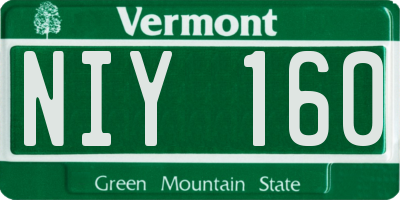 VT license plate NIY160
