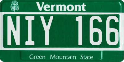 VT license plate NIY166