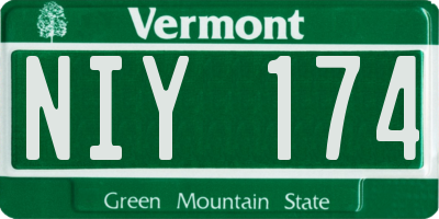 VT license plate NIY174