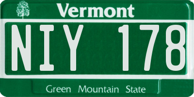 VT license plate NIY178