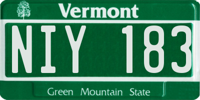 VT license plate NIY183