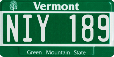 VT license plate NIY189