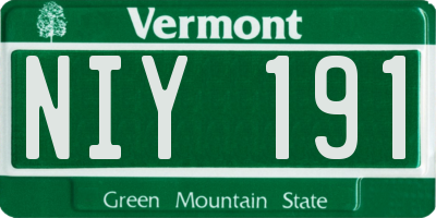 VT license plate NIY191