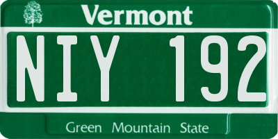 VT license plate NIY192