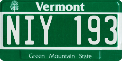 VT license plate NIY193