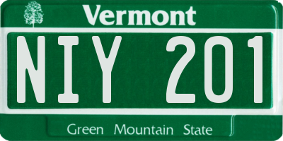 VT license plate NIY201