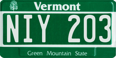 VT license plate NIY203