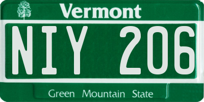 VT license plate NIY206