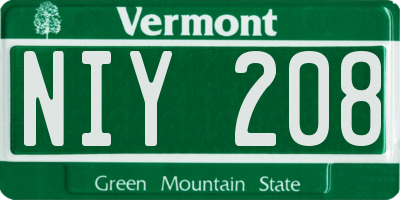 VT license plate NIY208