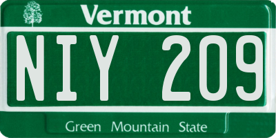 VT license plate NIY209
