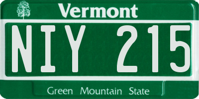VT license plate NIY215