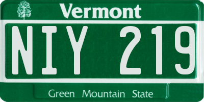 VT license plate NIY219
