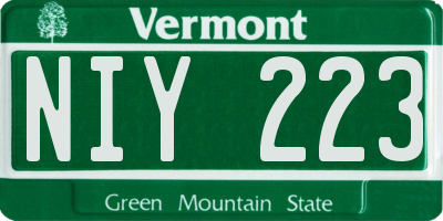 VT license plate NIY223