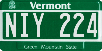 VT license plate NIY224