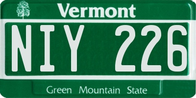 VT license plate NIY226