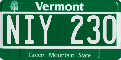 VT license plate NIY230