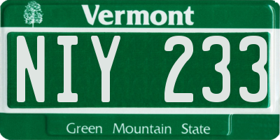 VT license plate NIY233