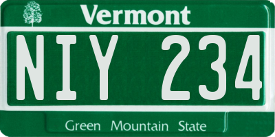 VT license plate NIY234