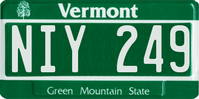 VT license plate NIY249
