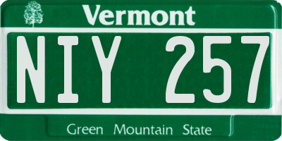 VT license plate NIY257