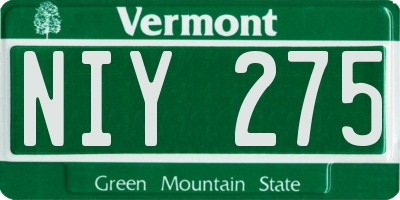 VT license plate NIY275