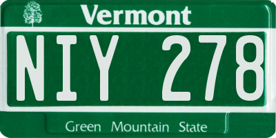 VT license plate NIY278