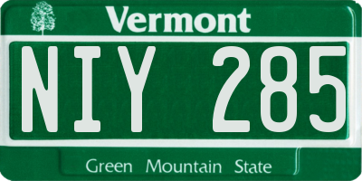 VT license plate NIY285
