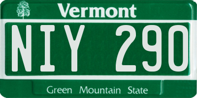 VT license plate NIY290