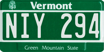 VT license plate NIY294