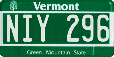 VT license plate NIY296