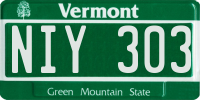 VT license plate NIY303