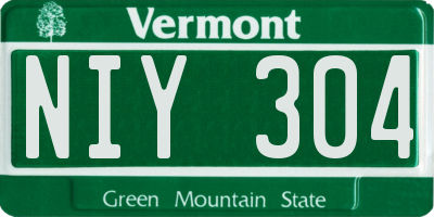 VT license plate NIY304