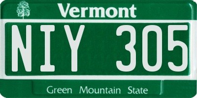 VT license plate NIY305